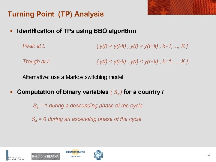Turning Point (TP) Analysis § Identification of TPs using BBQ algorithm Peak at t: