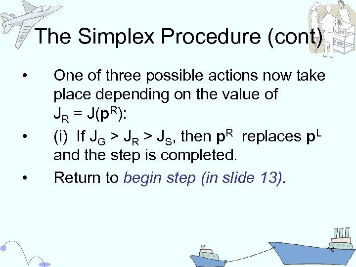 The Simplex Procedure (cont) • • • One of three possible actions now take