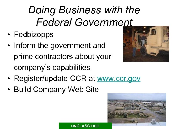 Doing Business with the Federal Government • Fedbizopps • Inform the government and prime