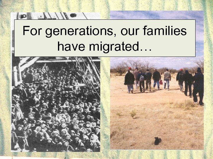 For generations, our families have migrated… 