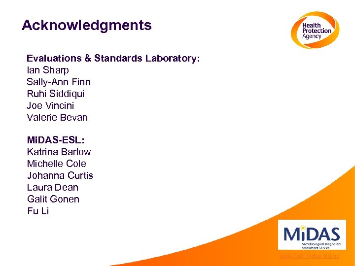 Acknowledgments Evaluations & Standards Laboratory: Ian Sharp Sally-Ann Finn Ruhi Siddiqui Joe Vincini Valerie