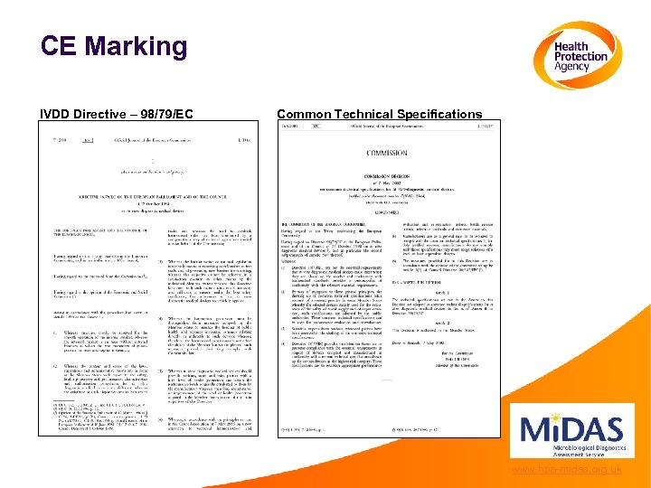 CE Marking IVDD Directive – 98/79/EC Common Technical Specifications www. hpa-midas. org. uk 