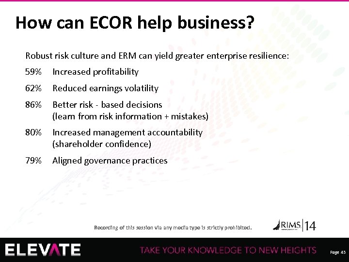 How can ECOR help business? Robust risk culture and ERM can yield greater enterprise