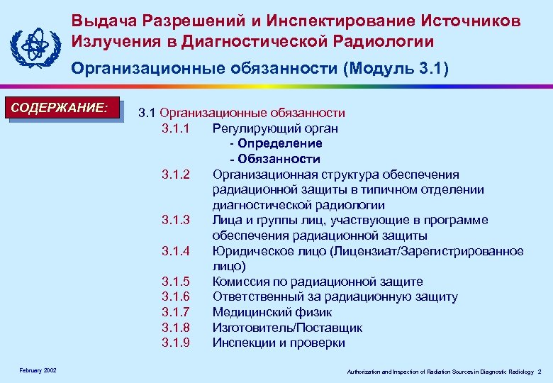 Выдача Разрешений и Инспектирование Источников Излучения в Диагностической Радиологии Организационные обязанности (Модуль 3. 1)