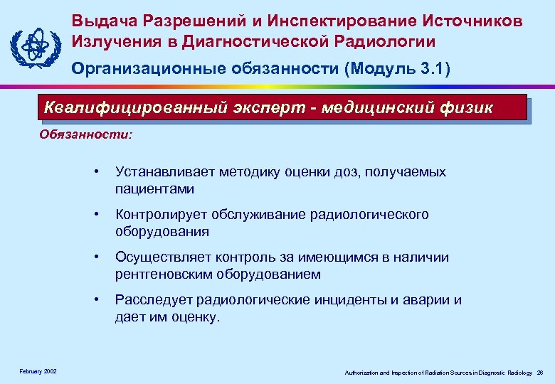 Выдача Разрешений и Инспектирование Источников Излучения в Диагностической Радиологии Организационные обязанности (Модуль 3. 1)