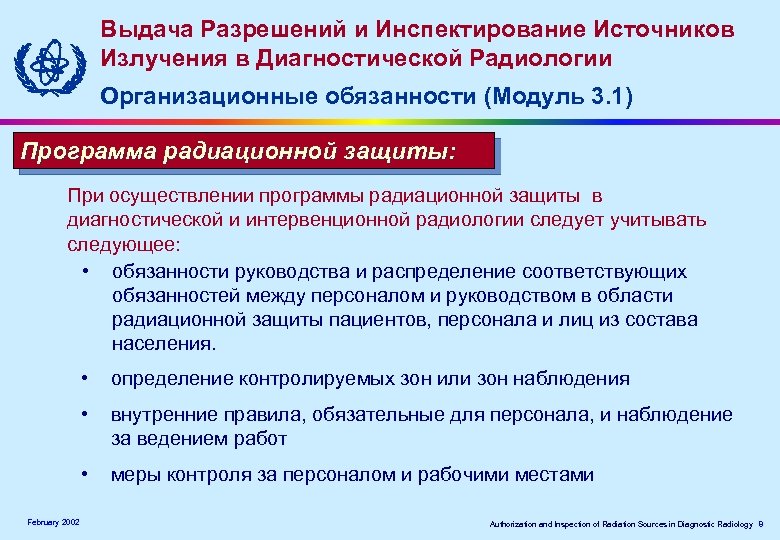 Выдача Разрешений и Инспектирование Источников Излучения в Диагностической Радиологии Организационные обязанности (Модуль 3. 1)