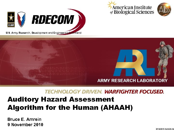 U. S. Army Research, Development and Engineering Command DRAFT 0 ARMY RESEARCH LABORATORY Auditory