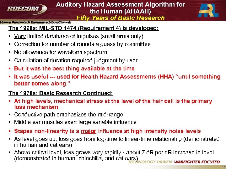 Auditory Hazard Assessment Algorithm for the Human (AHAAH) Fifty Years of Basic Research Human