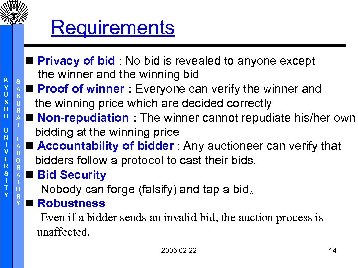 Requirements K Y U S H U U N I V E R S