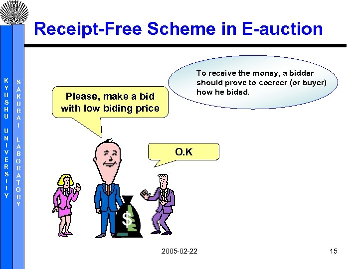 Receipt-Free Scheme in E-auction K Y U S H U U N I V