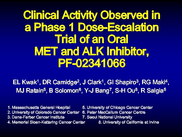 Clinical Activity Observed in a Phase 1 Dose-Escalation Trial of an Oral MET and