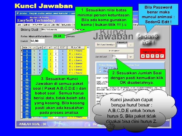 1. Sesuaikan nilai batas minimal persen ketuntasan. Bila ada koma gunakan koma ( bukan