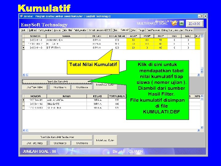 Total Nilai Kumulatif Klik di sini untuk mendapatkan tabel nilai kumulatif tiap siswa (