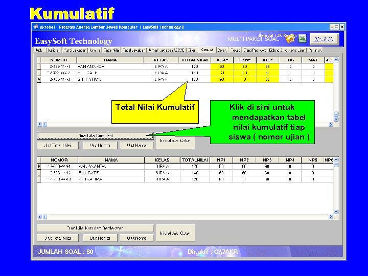 Total Nilai Kumulatif Klik di sini untuk mendapatkan tabel nilai kumulatif tiap siswa (