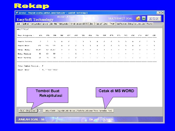 Tombol Buat Rekapitulasi Cetak di MS WORD 