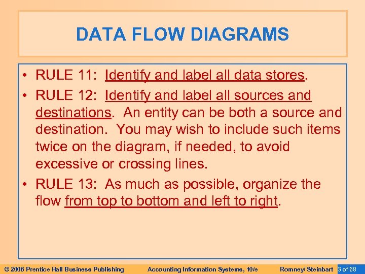 DATA FLOW DIAGRAMS • RULE 11: Identify and label all data stores. • RULE