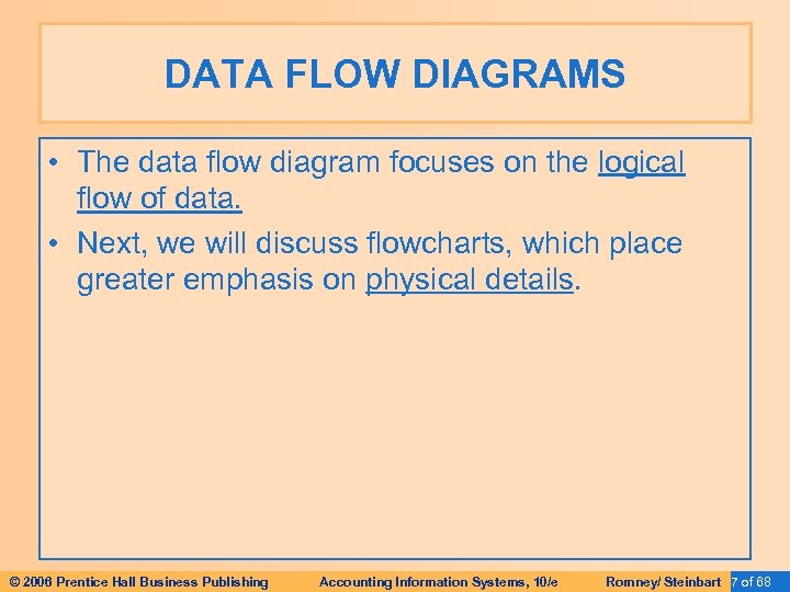 DATA FLOW DIAGRAMS • The data flow diagram focuses on the logical flow of