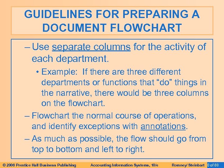 GUIDELINES FOR PREPARING A DOCUMENT FLOWCHART – Use separate columns for the activity of