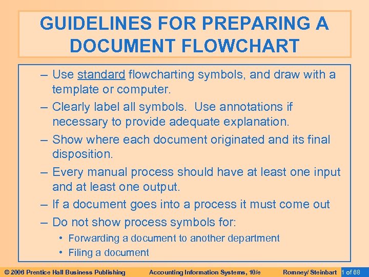 GUIDELINES FOR PREPARING A DOCUMENT FLOWCHART – Use standard flowcharting symbols, and draw with