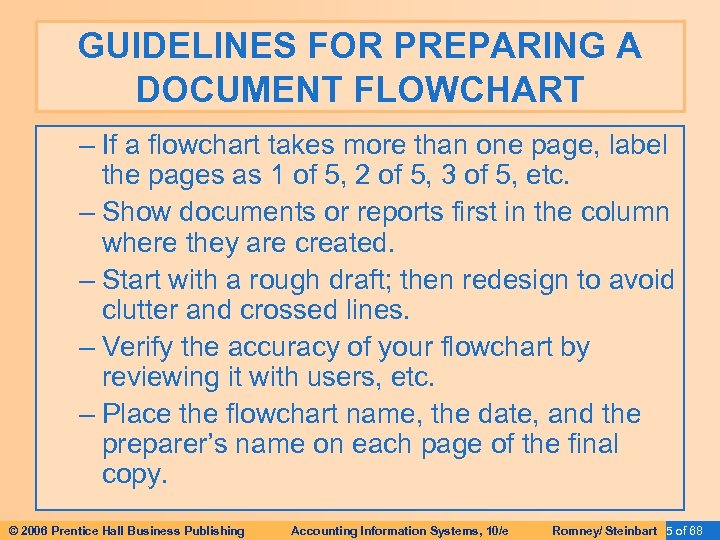 GUIDELINES FOR PREPARING A DOCUMENT FLOWCHART – If a flowchart takes more than one