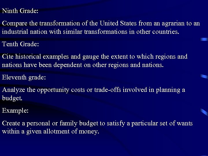 Ninth Grade: Compare the transformation of the United States from an agrarian to an