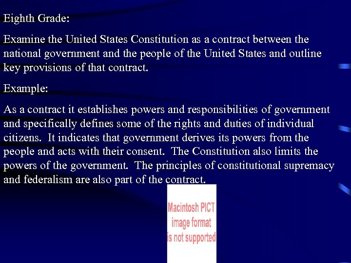 Eighth Grade: Examine the United States Constitution as a contract between the national government