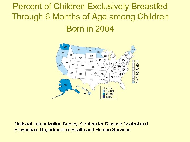 Percent of Children Exclusively Breastfed Through 6 Months of Age among Children Born in