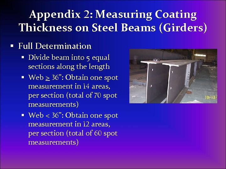 Appendix 2: Measuring Coating Thickness on Steel Beams (Girders) § Full Determination § Divide