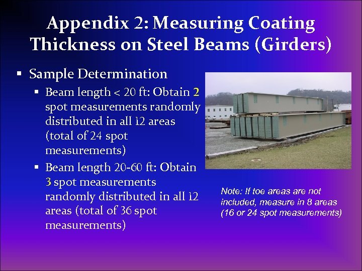 Appendix 2: Measuring Coating Thickness on Steel Beams (Girders) § Sample Determination § Beam