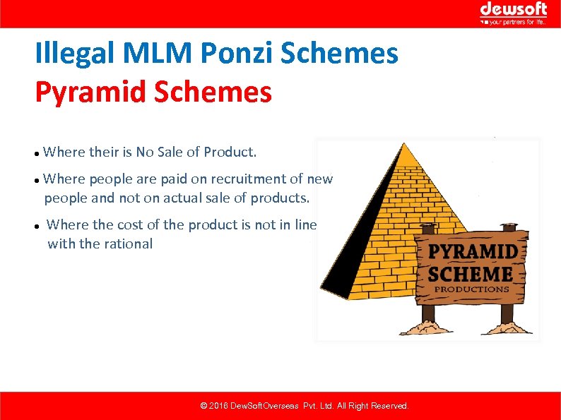 Illegal MLM Ponzi Schemes Pyramid Schemes Where their is No Sale of Product. Where