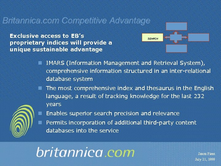 Britannica. com Competitive Advantage Exclusive access to EB’s proprietary indices will provide a unique
