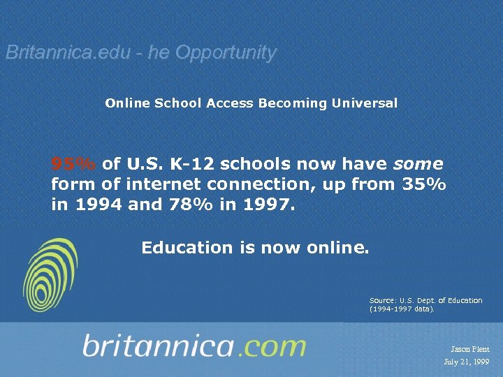 Britannica. edu - he Opportunity Online School Access Becoming Universal 95% of U. S.