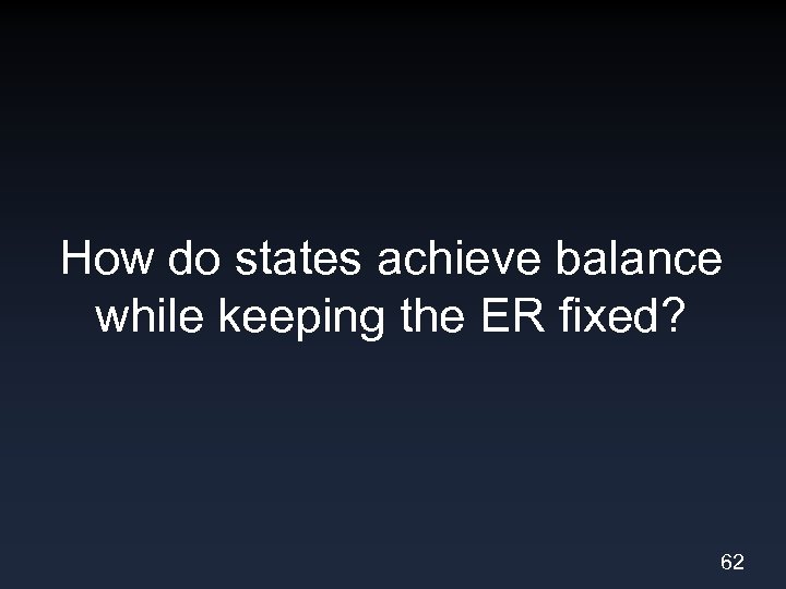 How do states achieve balance while keeping the ER fixed? 62 