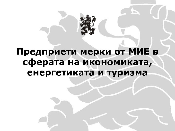Предприети мерки от МИЕ в сферата на икономиката, енергетиката и туризма 