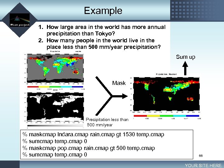 Example LOGO PRism project 1. How large area in the world has more annual