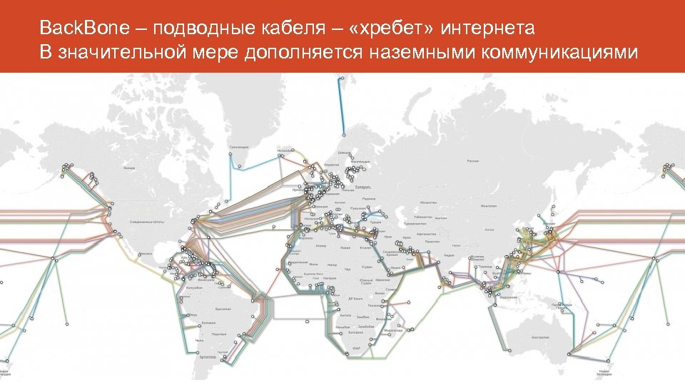 Back. Bone – подводные кабеля – «хребет» интернета В значительной мере дополняется наземными коммуникациями