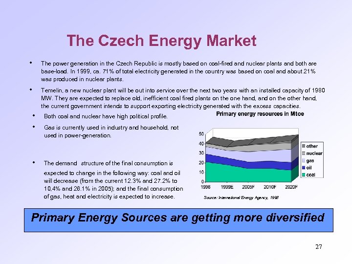 The Czech Energy Market h The power generation in the Czech Republic is mostly