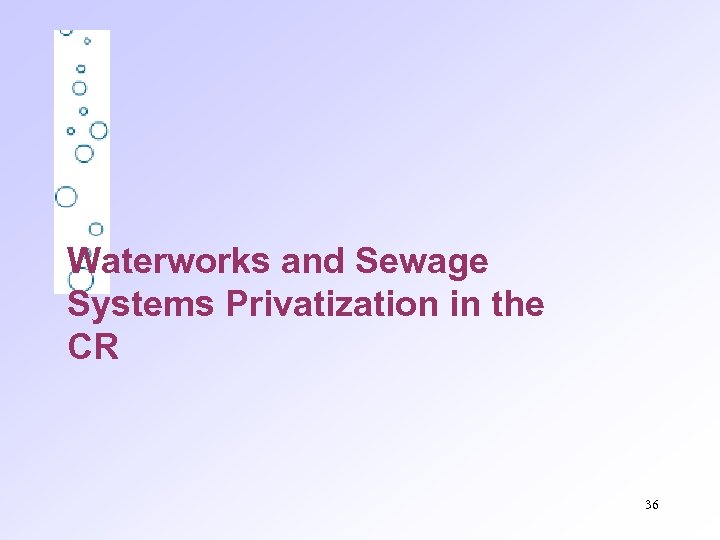 Waterworks and Sewage Systems Privatization in the CR 36 