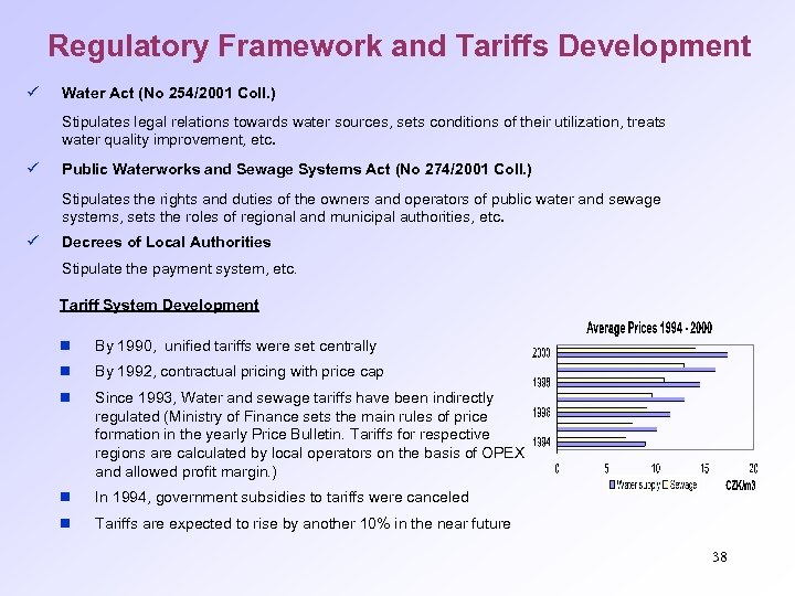 Regulatory Framework and Tariffs Development ü Water Act (No 254/2001 Coll. ) Stipulates legal