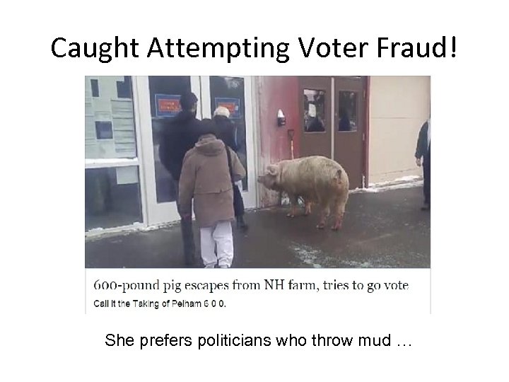 Caught Attempting Voter Fraud! She prefers politicians who throw mud … 