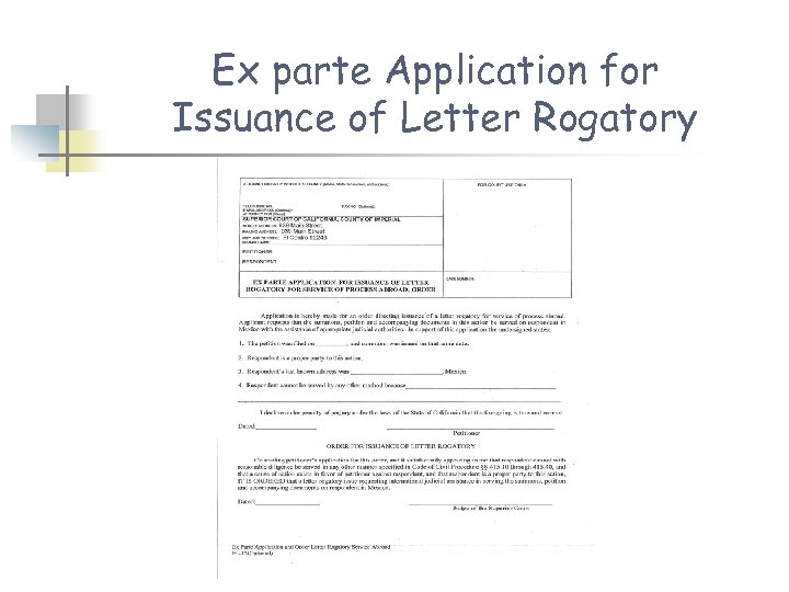 Ex parte Application for Issuance of Letter Rogatory 