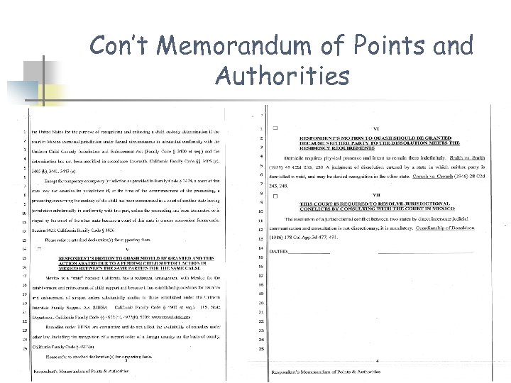 Con’t Memorandum of Points and Authorities 