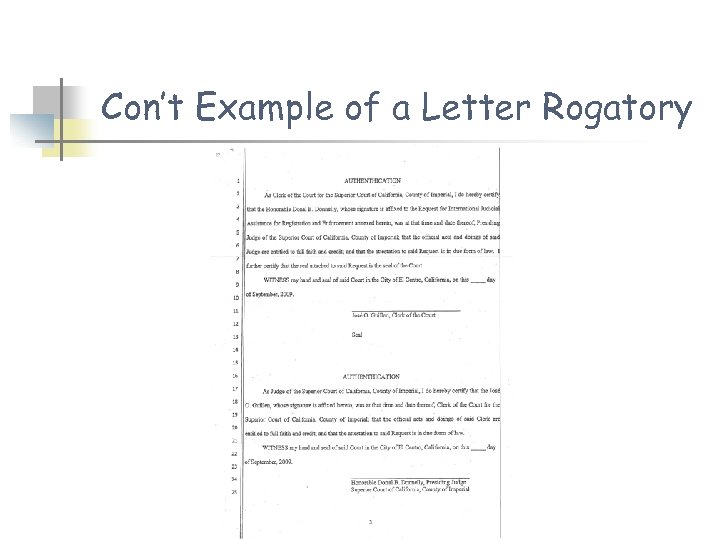 Con’t Example of a Letter Rogatory 