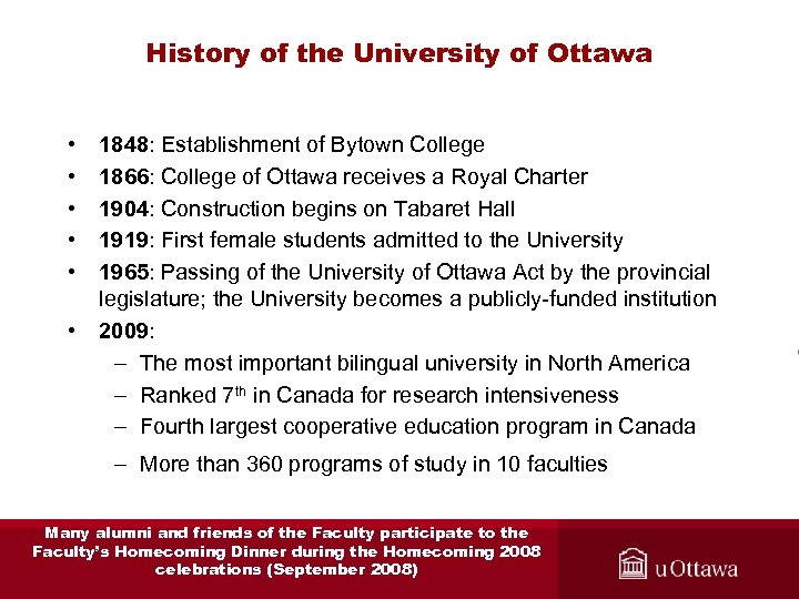 History of the University of Ottawa • • • 1848: Establishment of Bytown College