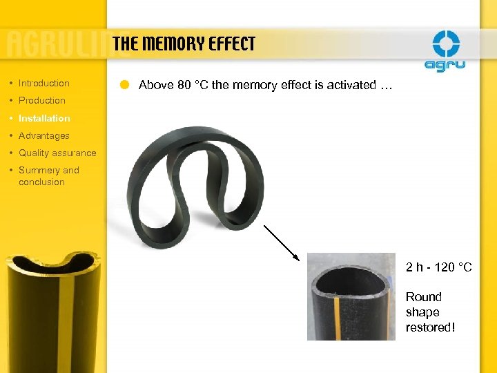 THE MEMORY EFFECT • Introduction Above 80 °C the memory effect is activated …