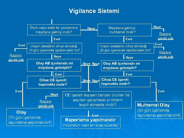 Vigilance Sistemi Ölüm veya ciddi bir yaralanma meydana gelmiş midir? Hayır Evet Rapora gerek
