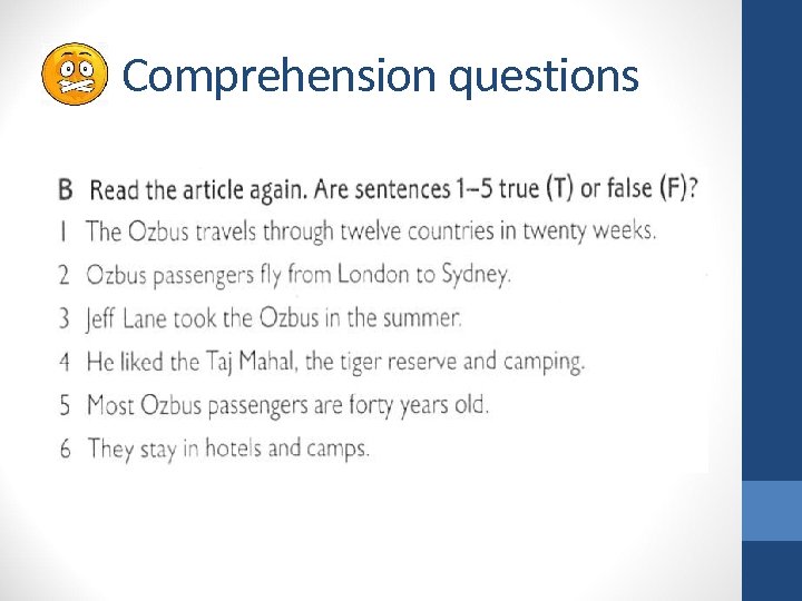 Comprehension questions 