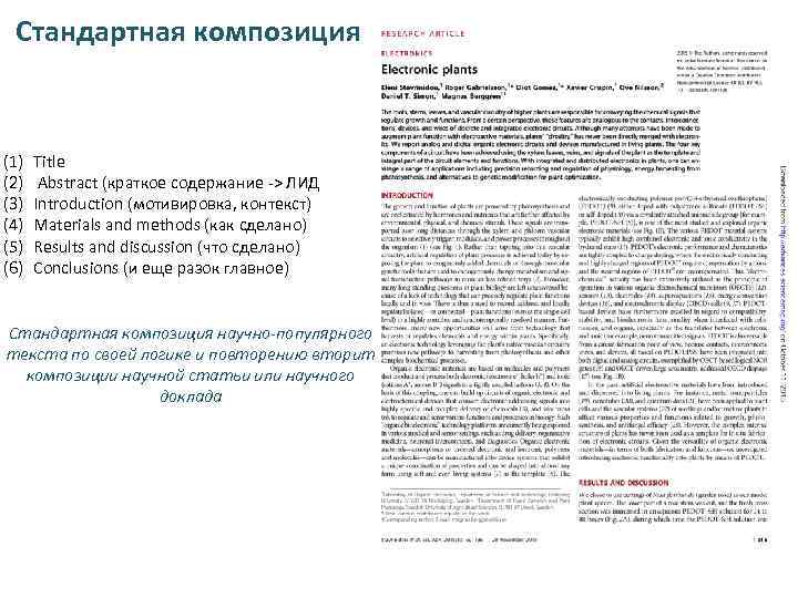 Стандартная композиция (1) (2) (3) (4) (5) (6) Title Abstract (краткое содержание -> ЛИД