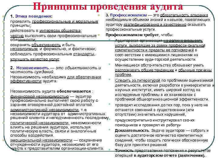 Принципы проведения аудита l l l l 3. Профессионализм — это обязательность владения необходимым