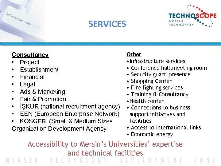 SERVICES Consultancy • Project • Establishment • Financial • Legal • Ads & Marketing